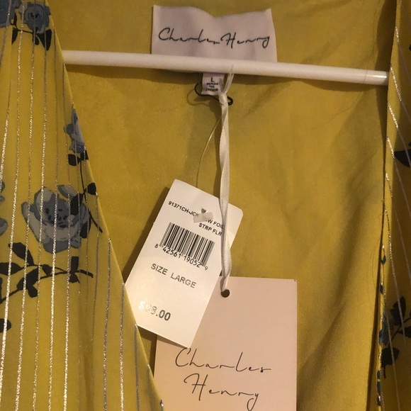 Charles Henry Yellow Floral Wrap Dress - Short - Picture 3 of 3